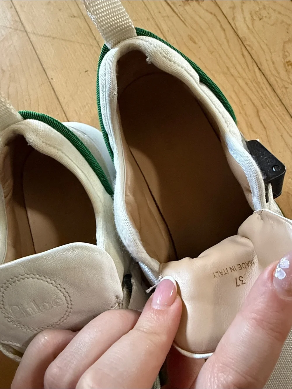 Chloe Chunky Athletic Sneakers in Cream, Green and Brown - Picture 3 of 7